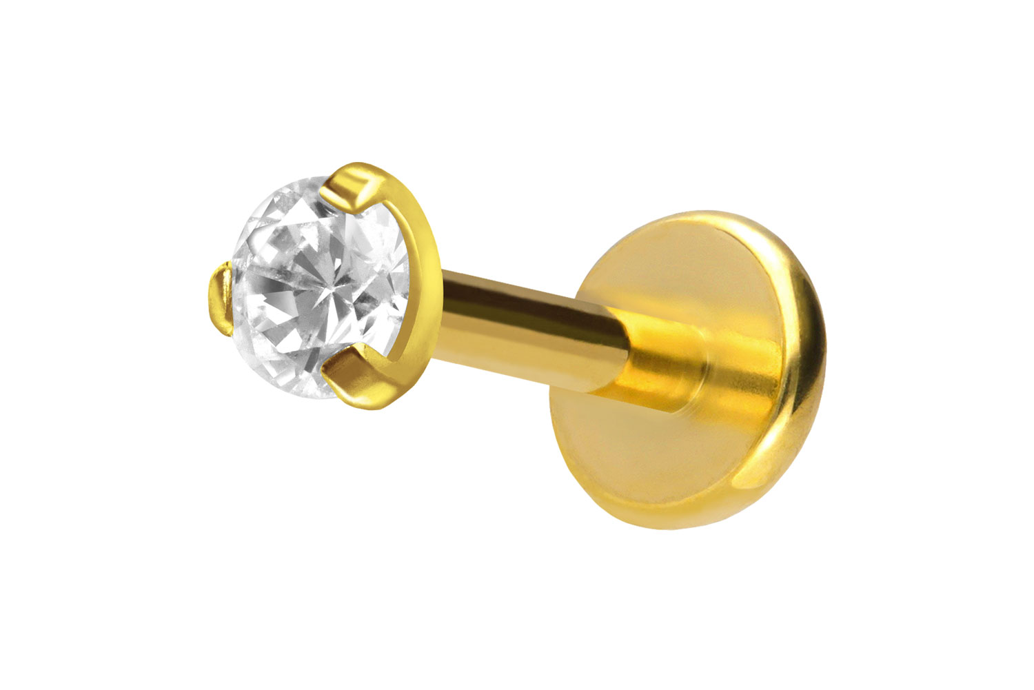 Titan Labret Piercing mit Push Fit EINGEFASSTER KRISTALL